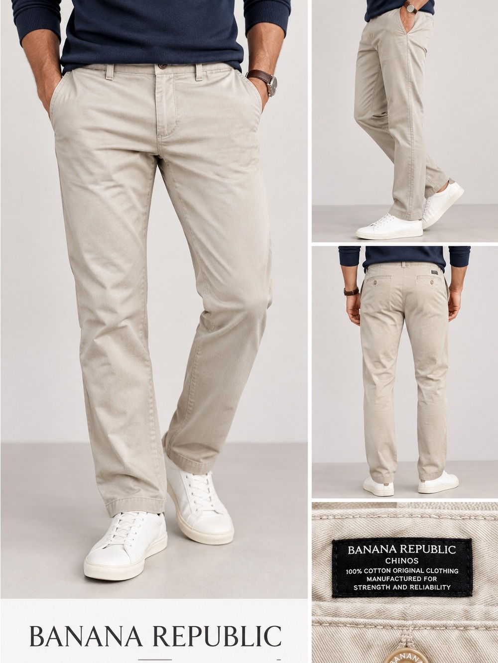 Banana Republic Dawson Men’s 35x34 Khaki Chino Pants 100% Cotton
